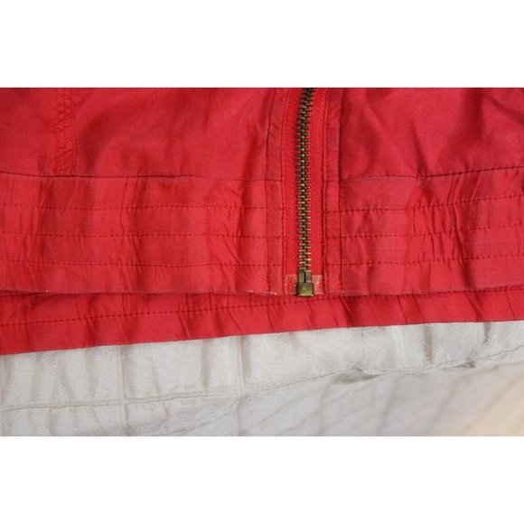 Mureli Women's Red Silk Sleeveless Vest size L Gold Beaded Zipper Pockets - Picture 5 of 8